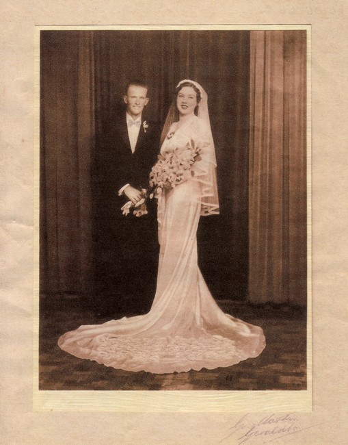 Wedding photograph of Audrey Austin with bridegroom