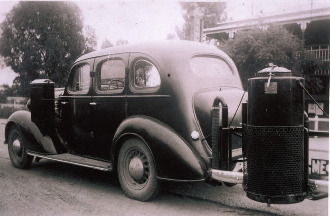 Car with gas producing machine attached