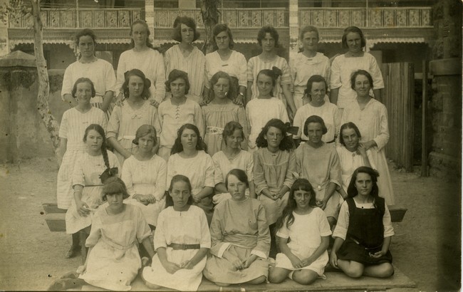 Photograph of a group of girls from Thorsager collection. 