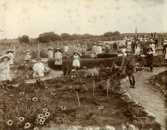 School children in garden at Coogee School